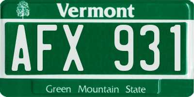 VT license plate AFX931