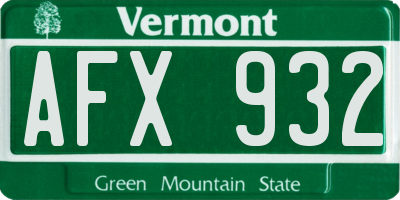 VT license plate AFX932