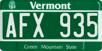 VT license plate AFX935