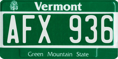 VT license plate AFX936