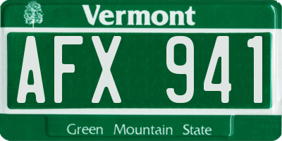VT license plate AFX941