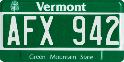 VT license plate AFX942