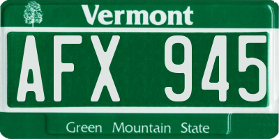 VT license plate AFX945