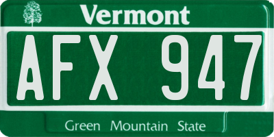VT license plate AFX947