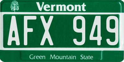 VT license plate AFX949