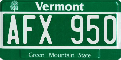 VT license plate AFX950