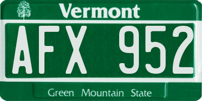 VT license plate AFX952