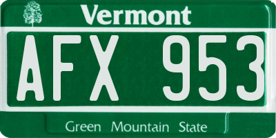 VT license plate AFX953