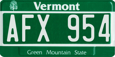 VT license plate AFX954