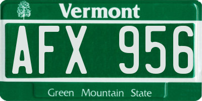 VT license plate AFX956