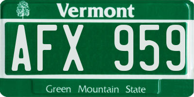 VT license plate AFX959