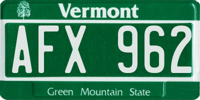 VT license plate AFX962