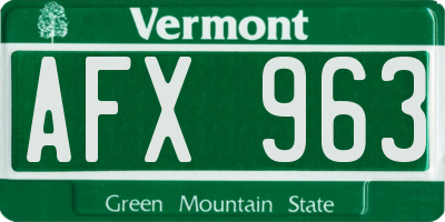 VT license plate AFX963