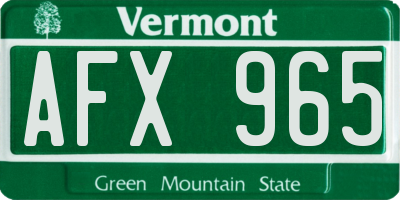 VT license plate AFX965
