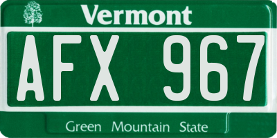 VT license plate AFX967