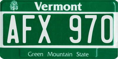 VT license plate AFX970