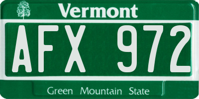 VT license plate AFX972