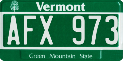 VT license plate AFX973