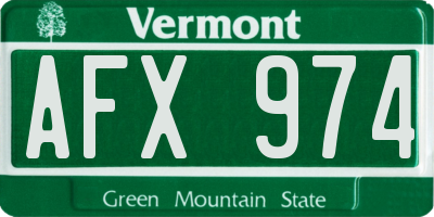VT license plate AFX974
