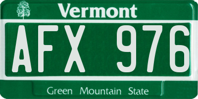 VT license plate AFX976