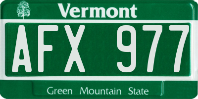 VT license plate AFX977