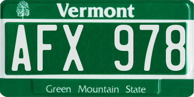 VT license plate AFX978
