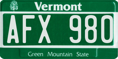 VT license plate AFX980