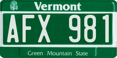 VT license plate AFX981