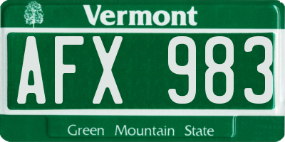 VT license plate AFX983