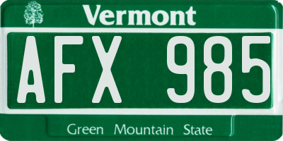 VT license plate AFX985
