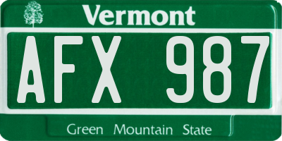 VT license plate AFX987