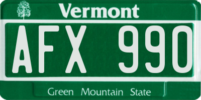 VT license plate AFX990