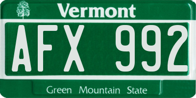 VT license plate AFX992