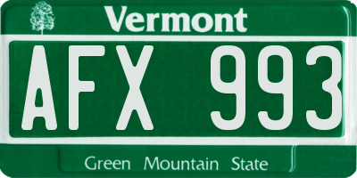 VT license plate AFX993