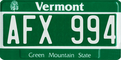 VT license plate AFX994