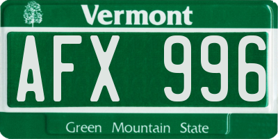 VT license plate AFX996