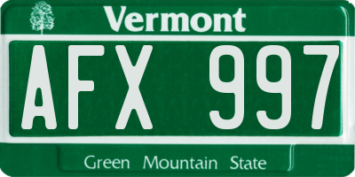 VT license plate AFX997