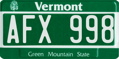 VT license plate AFX998
