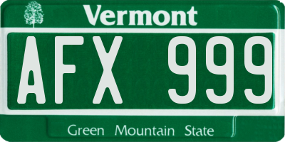 VT license plate AFX999