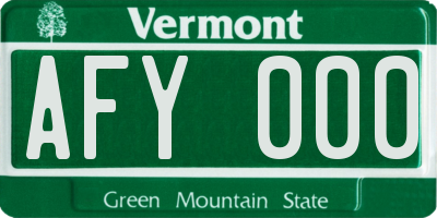 VT license plate AFY000