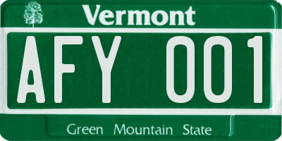 VT license plate AFY001