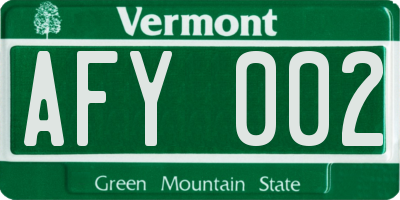 VT license plate AFY002