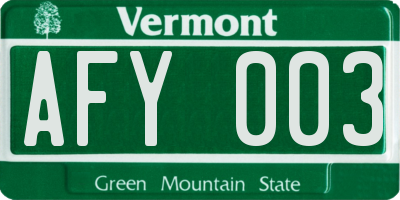 VT license plate AFY003
