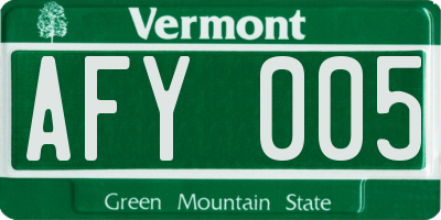 VT license plate AFY005