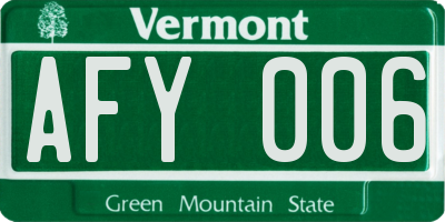 VT license plate AFY006