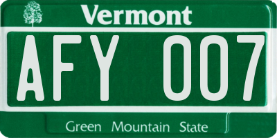 VT license plate AFY007