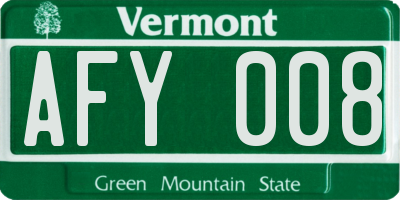 VT license plate AFY008