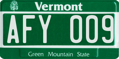 VT license plate AFY009