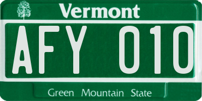 VT license plate AFY010