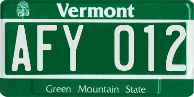 VT license plate AFY012